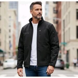 Free Country Odyssey II Flex Super Softshell Jacket XLT Black Fleece Lined Wind